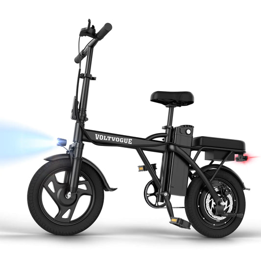 VOLTVOGUE& HQYEX Electric Bike | 750W Peak Power | Top Speed 22 MPH | 14" Pneumatic Tires | 22–40 Mile Range | Dual Seat | Single Brake Lever | Height Adjustable Seat