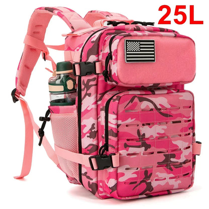 25/45L Women/Men Tactical Backpack School Bag Outdoor Camping Equipment Back Pack Gym Rucksack Treeking with Dual Cup Holder