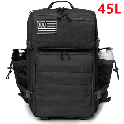 25/45L Women/Men Tactical Backpack School Bag Outdoor Camping Equipment Back Pack Gym Rucksack Treeking with Dual Cup Holder