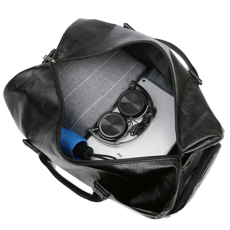 Stylish Leather Gym Bag for Men - Perfect for Fitness, Travel, and Yoga!
