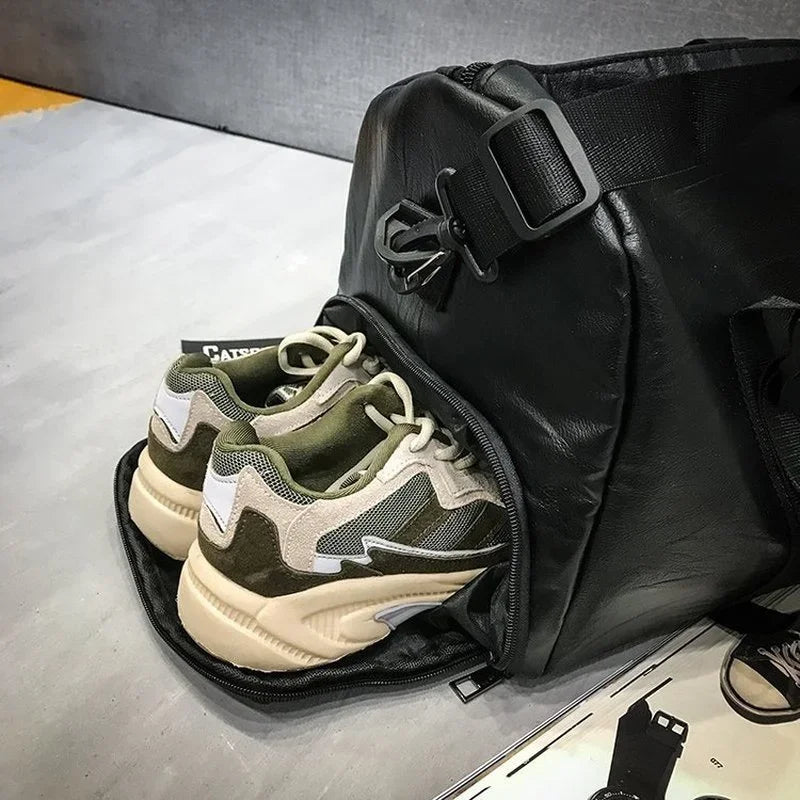 Stylish Leather Gym Bag for Men - Perfect for Fitness, Travel, and Yoga!