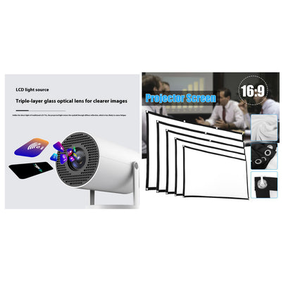 Portable Projector Small Straight Projector for Home Use 180 Degrees Projection Angle Automatic Focus Home Video Projector