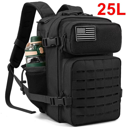 25/45L Women/Men Tactical Backpack School Bag Outdoor Camping Equipment Back Pack Gym Rucksack Treeking with Dual Cup Holder