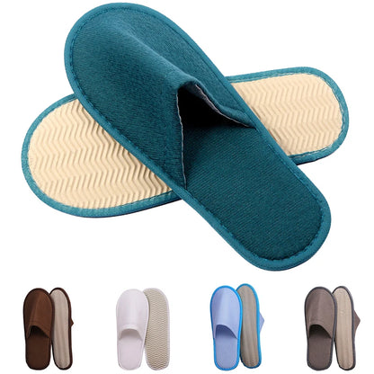 1Pair Women Men Disposable Slippers White Black Non-Slip Hotel Bathroom Slippers Travel Disposable Cotton Home Hospitality Shoes