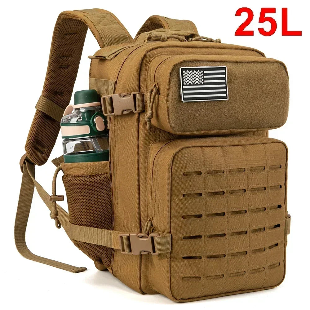 25/45L Women/Men Tactical Backpack School Bag Outdoor Camping Equipment Back Pack Gym Rucksack Treeking with Dual Cup Holder