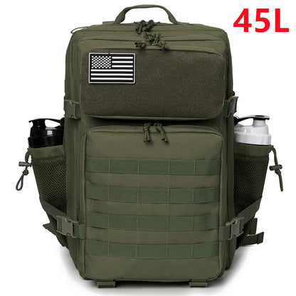 25/45L Women/Men Tactical Backpack School Bag Outdoor Camping Equipment Back Pack Gym Rucksack Treeking with Dual Cup Holder