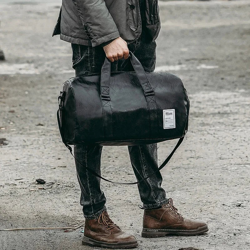 Stylish Leather Gym Bag for Men - Perfect for Fitness, Travel, and Yoga!