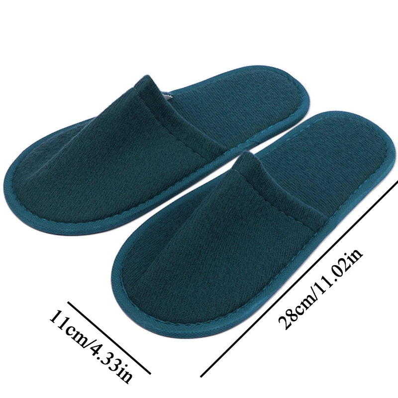 1Pair Women Men Disposable Slippers White Black Non-Slip Hotel Bathroom Slippers Travel Disposable Cotton Home Hospitality Shoes