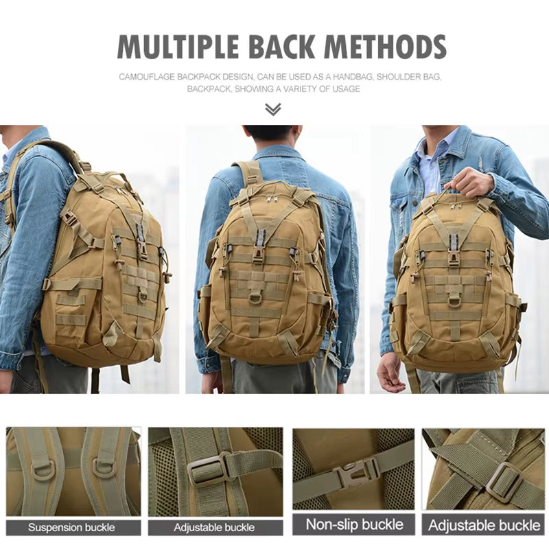Camping Backpack Men'S Bag Travel Bags Tactical Molle Climbing Rucksack Hiking Outdoor Reflective Shoulder Fishing Laptop Bag