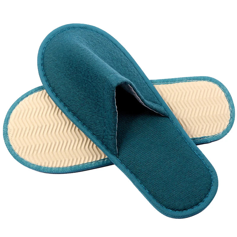 1Pair Women Men Disposable Slippers White Black Non-Slip Hotel Bathroom Slippers Travel Disposable Cotton Home Hospitality Shoes