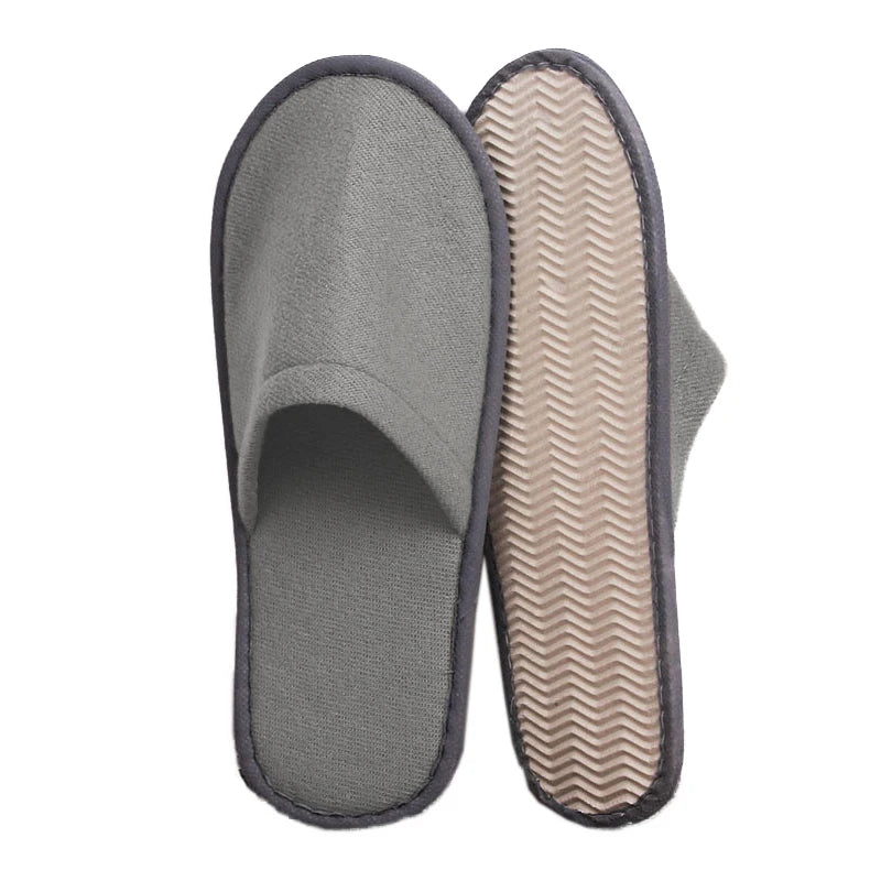 1Pair Women Men Disposable Slippers White Black Non-Slip Hotel Bathroom Slippers Travel Disposable Cotton Home Hospitality Shoes