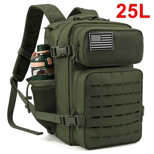25/45L Women/Men Tactical Backpack School Bag Outdoor Camping Equipment Back Pack Gym Rucksack Treeking with Dual Cup Holder
